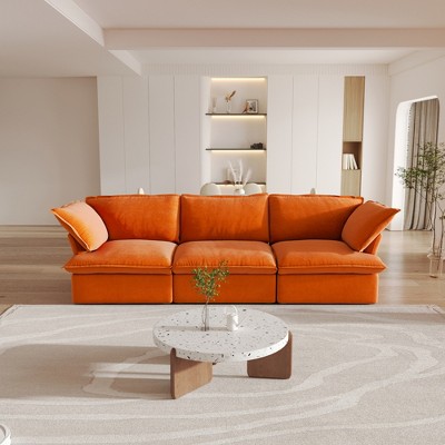 123.9" Cloud Modular Sectional Sofa, Modern Comfy Couch Filled with Down,Wide Deep Seat Couches for Living Room Apartment Lounge Bedroom