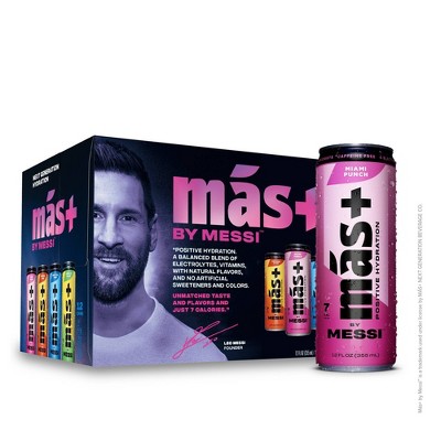 Más+ by Messi Berry Copa Crush Miami Punch Limon Lime League Orange D'or Variety Pack - 12pk/12 fl oz Cans