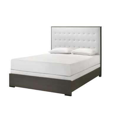 Full Size Platform Bed with Upholstered Headboard for Bedroom