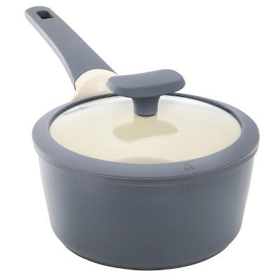 Oster Rooney 2 Quart Ceramic Nonstick Aluminum Saucepan in Gray with Lid