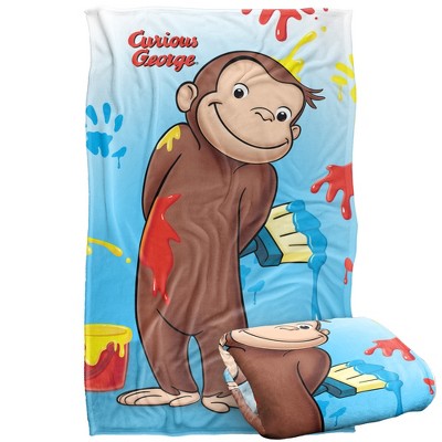Kids' Curious George Paint Silky Touch Blanket White 36X58