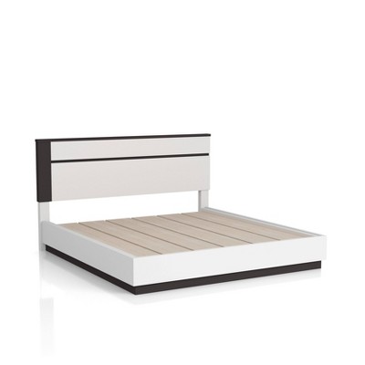 Queen Pape Platform Bed White/Metallic Gray - miBasics