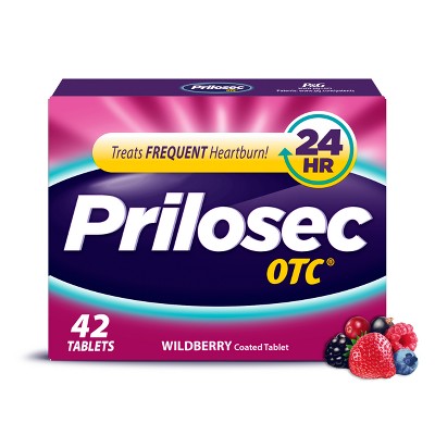 Prilosec OTC Omeprazole 20mg Delayed-Release Acid Reducer for Heartburn Relief Wildberry Tablets - 42ct