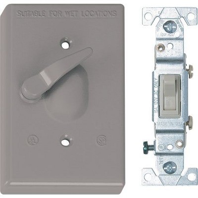 Southwire Single Toggle Vertical Mount Gray Weatherproof Cover with 3-Way Switch