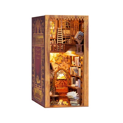 Hands Craft DIY Bookend Puzzle Eternal Bookstore: Miniature House Kit with Tweezers & Light, Craft Activity for Ages 14+