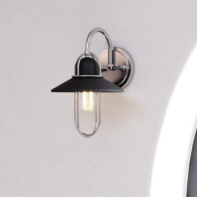 VAXCEL Galena Matte Black and Nickel Coastal Bathroom Vanity Fixture Light