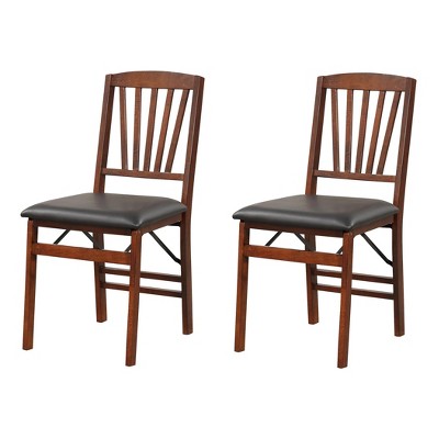 ADILE Folding Chairs with Padded Seat and Rubber Wood Frame, Set of 2
