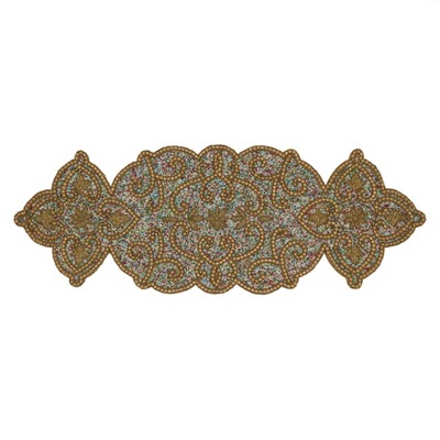 Saro Lifestyle Beaded Runner, Gold, 13" x 36"