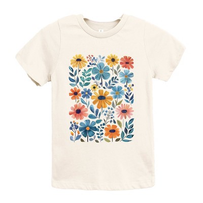The Juniper Shop Watercolor Daisy Garden Youth Short Sleeve Tee - M - Cream