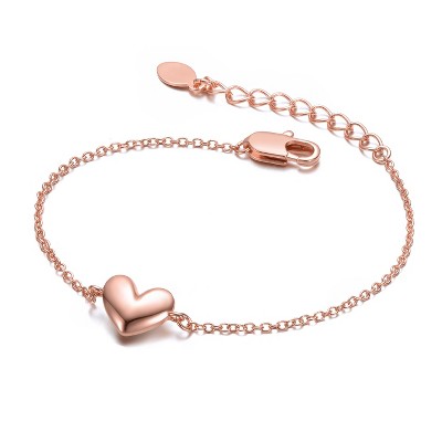 Guili Minimalist Heart Charm Chain Bracelet in White, Gold, or Rose Gold – Dainty, Versatile Accessory for Layering or Adding Romance.
