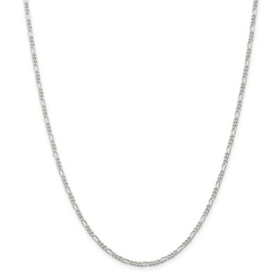 Black Bow Jewelry 2.25mm Rhodium Plated Sterling Silver Solid Figaro Chain Necklace
