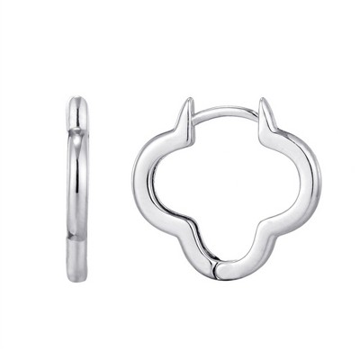 Adornia Silver Plated Clover Hoop Earrings