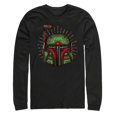 Men's Star Wars: The Empire Strikes Back Sugar Skull Boba Fett Glow Long Sleeve Shirt