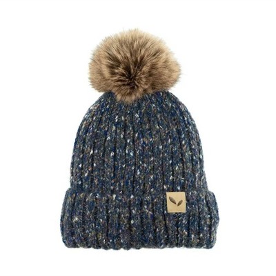 Sprigs Chunky Knit Beanie With Faux Fur Pom