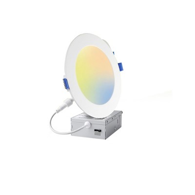 Itopfox 6 Inch LED Recessed Lighting with Junction Box, 5CCT, Ultra-Thin Canless Wafer Ceiling Light, 11W 1100lm, Dimmable, High Brightness