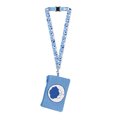 Care Bears Breakaway Lanyard Grumpy Bear Zipper Plush Pouch ID Holder Keychain Blue