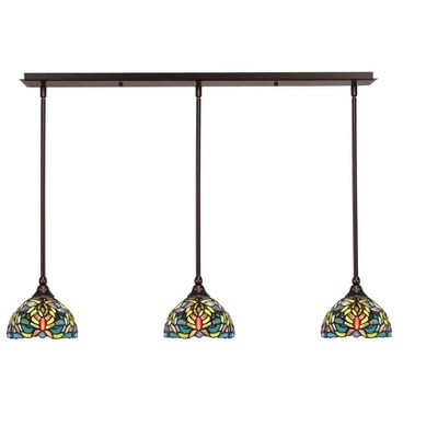 Toltec Lighting Any 3 - Light Chandelier in  Dark Granite with 7" Kaleidoscope Art Glass Shade