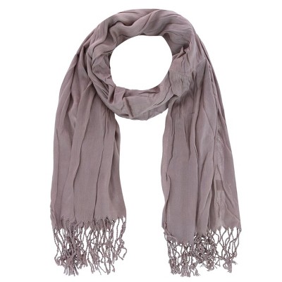 CTM Women's Solid Color Crinkle Tassel Scarf