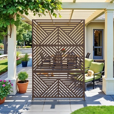 PexFix 72 in. x 47 in. Outdoor Privacy Rectangle Screen Galvanized Steel Panel Divider in Brown