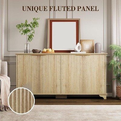coucheta Fluted Sideboard Buffet Cabinet with Storage, Modern Wood Accent Cabinet with Shelves, Console Table for Kitchen, Dining, Entryway, Hallway