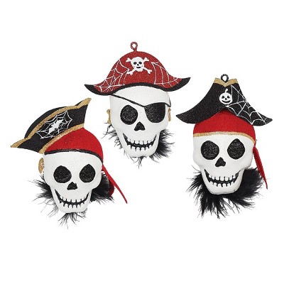 Gallerie II Pirate Cove Head Halloween Christmas Xmas Ornament Set of 3