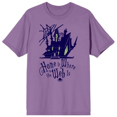 Growing Up Creepie Home Is Where the Web Is Men's Pink Short Sleeve Crew Neck Tee