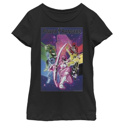 Girl's Power Rangers Rainbow Poster T-Shirt