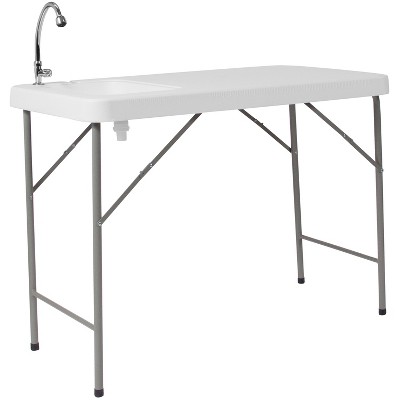 Emma and Oliver 4-Foot Portable Fish Cleaning Table / Outdoor Camping Table and Sink