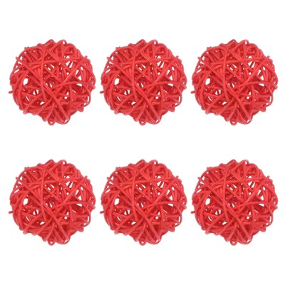 Unique Bargains Wicker Rattan Decorative DIY Crafts Balls 6 Pcs