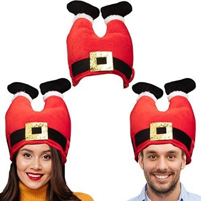 Simply Genius Santa Legs Hat (3 Pack): Humorous 13” Inverted Santa Claus Legs Hat, Festive Holiday Decor