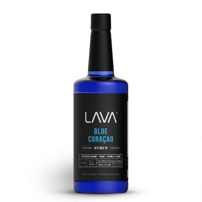 LAVA Premium Blue Curacao Syrup, 33.8oz (1-Liter), Made with 100% Sugar, Orange Extract, Non-Alcoholic, No Artificial Sweeteners or Flavors