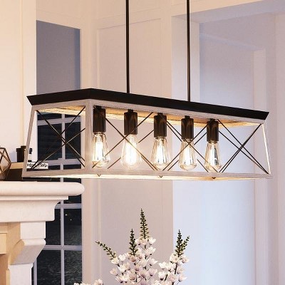 Urban Ambiance Luxury Luxe Industrial Linear Chandelier,  9"H x 38"W,  Charcoal Finish, UHP2127