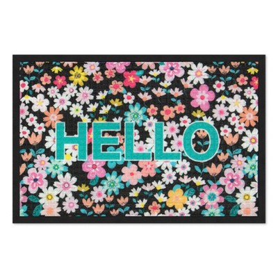Apache Mills Spectrum Absorba Hello Festive Floral Door Mat
