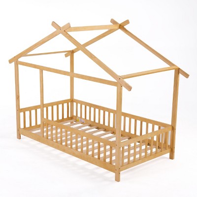 CSBDHome Solid Wood Canopy Bed Kids Bed