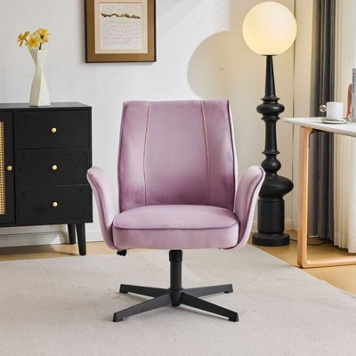 Karl Home | 28.5 inch White Velvet Dovetail Swivel Office Chair