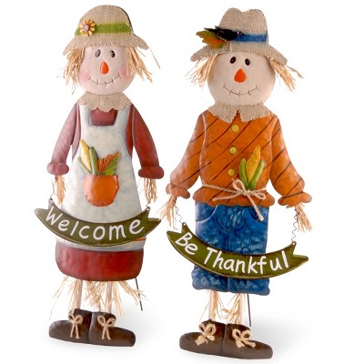 National Tree Company Metal Scarecrow Standing Fall Decoration, Pack of 2, Autumn Collection, 27 in