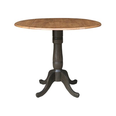 International Concepts Round Dual Drop Leaf Dining Table Pedestal