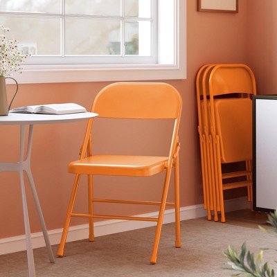 Metal Folding Chairs , Double-Hinged Heavy Duty Steel Frame, Foldable & Stackable