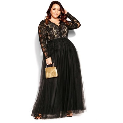 Women's Plus Size Rare Beauty Maxi Dress - black | CITY CHIC