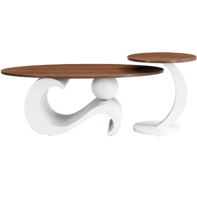Dexmalle Elegant White Nesting Coffee Table Set of 2