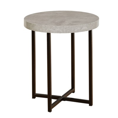 Era Round Contemporary End Table Gray/Black  - Buylateral: Industrial Style, Metal Frame, Wood Laminate Top