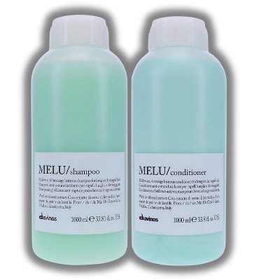 Davines Melu Mellow Anti-Breakage Lustrous Shampoo & Conditioner (33.8 oz) - Hydrating Treatment for Long/Damaged Hair, Adds Shine & Elasticity
