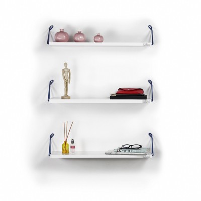 FONTOI Triple Storage Shelves Wall Mounted, Hanging Shelf with Metal Brackets for Collectibles, Books, Decor, White, 24"*7"*5"
