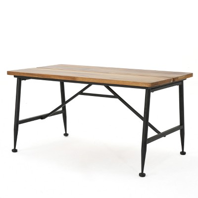 Eleanora Industrial Coffee Table: Weather-Resistant Acacia & Iron - Christopher Knight Home