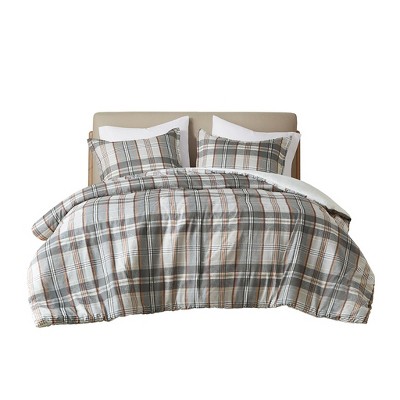 Gracie Mills Simone Plaid Duvet Set - Full/Queen - Tan/Gray