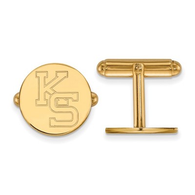 Black Bow Jewelry 14k Yellow Gold Plated Sterling Silver Kansas State Wildcats NCAA Cuff Links
