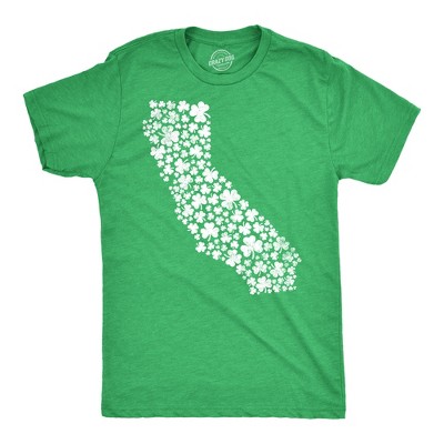 Mens California State Clovers T Shirt Funny St. Paddys Day Parade Shamrocks Lovers Tee for Guys - Crazy Dog Men's T Shirt with Fun Design