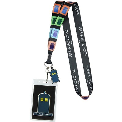 Doctor Who Lanyard ID Badge Holder Travel By Tardis Lanyard w/ Rubber Charm