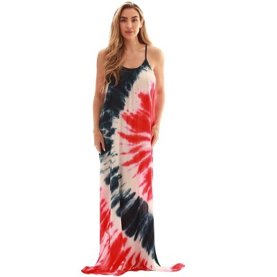 Riviera Sun Womens Maxi Dress  Tie Die Spaghetti Strap Long Sundress  Summer Dresses