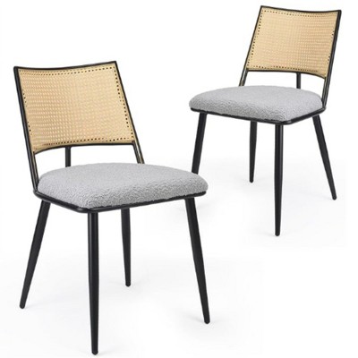 INFURNIC Accent Chairs, Modern Upholstered Chairs Set with Sturdy Legs, for Kitchen and Dining Room, 2PCS, Gray, 21.3"*19.3"*31.1"